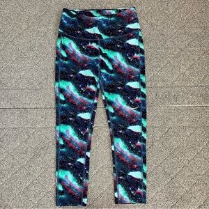 Saucony Fortify Crop Dusk Watercolor Galaxy Print Leggings Womens Size Medium